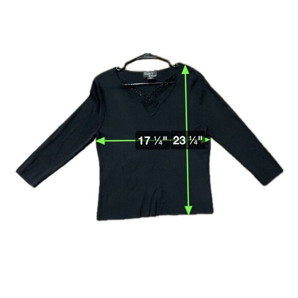 Studio V By Versailles Black Knit Top Neck Detail Sz XL - Picture 6 of 8